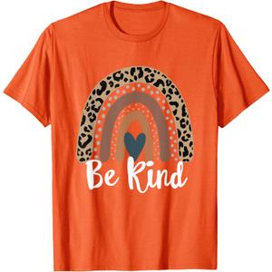 UNITY DAY Orange Anti Bullying Leopard Raibow Be kind T-Shirt (Small)