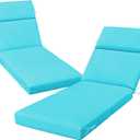 2 Pcs Outdoor Chaise Lounge Cushion 72" x 21" x 3", 4-Section Folding Patio Lounge Chair Cushion with Ties, Waterproof & Fade Resistant Replacement Cushion for Pool, Patio, Deck (Teal, 2 Pcs)