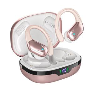 Wireless Earbuds, Sports Bluetooth Headphones, 80Hrs Playtime Ear Buds with LED Power Display, Noise Canceling Headset, IPX7 Waterproof Earphones for Workout/Running（Gold）