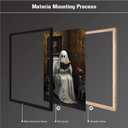 XWNLTEPK Halloween Canvas Wall Art Spooky Ghost Reading on Toilet Poster Vintage Bathroom Scene with Floral Painting Wooden Table Books Decor for Living Room Bedroom (8x12in Black Framed, A03)