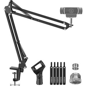 InnoGear Webcam Stand, Boom Arm Mount Stand for Logitech Webcam BRIO 4K C920 C920S C922 C922x C925e C930 NexiGo N60, 1/4"-3/8" and 3/8"-5/8" Screw for Blue Yeti Snowball Yeti Nano and Other Mics