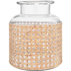 Bloomingville 8"H Glass Vase with Decorative Cane Sleeve