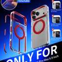 Magnetic for iPhone 17 Pro Max Case with 360 Spin Stand, Compatible with MagSafe, Military-Grade Protection, Detachable Strip, Anti-Yellowing Clear Phone Case for iPhone 17 Pro Max 6.9", Red