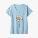 Womens Pickleball Daisy Flower V-Neck T-Shirt, XL