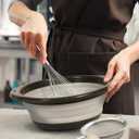 Glad Large Mixing Bowl Collapsible - 5.5L | Foldable Plastic & Rubber Container with Handles for Baking | Dishwasher Safe Kitchen Supplies and RV Essentials Gray