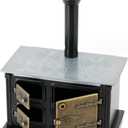 Dollhouse Kitchen Stove Long Chimney 1:12 Scale Simulation Miniature Stove Vintage Iron Dollhouse Decor Accessories, Miniature Kitchen