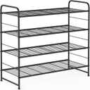 Coonoor 4 Tier Shoe Rack,Stackable and Adjustable Multi-Function Wire Grid Shoe Organizer Storage,Black