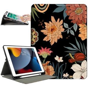 ipad 10.2 Case for iPad 9th/8th/7th Generation case with Pencil Holder, ipad pro 10.5 case, iPad Air 3rd Generation Cases Multi-Angle View Adjustbale Stand Auto Wake/Sleep Boho Floral