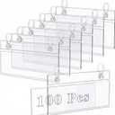 Elsjoy 100 Pack Plastic Wire Shelf Label Holders, 4" x 2.3" Clear Price Tag Holder Sign & Ticket Holder with Double Snap Lock Closure, Reusable Basket Label Holders for Market, Retail Shop, Pantry