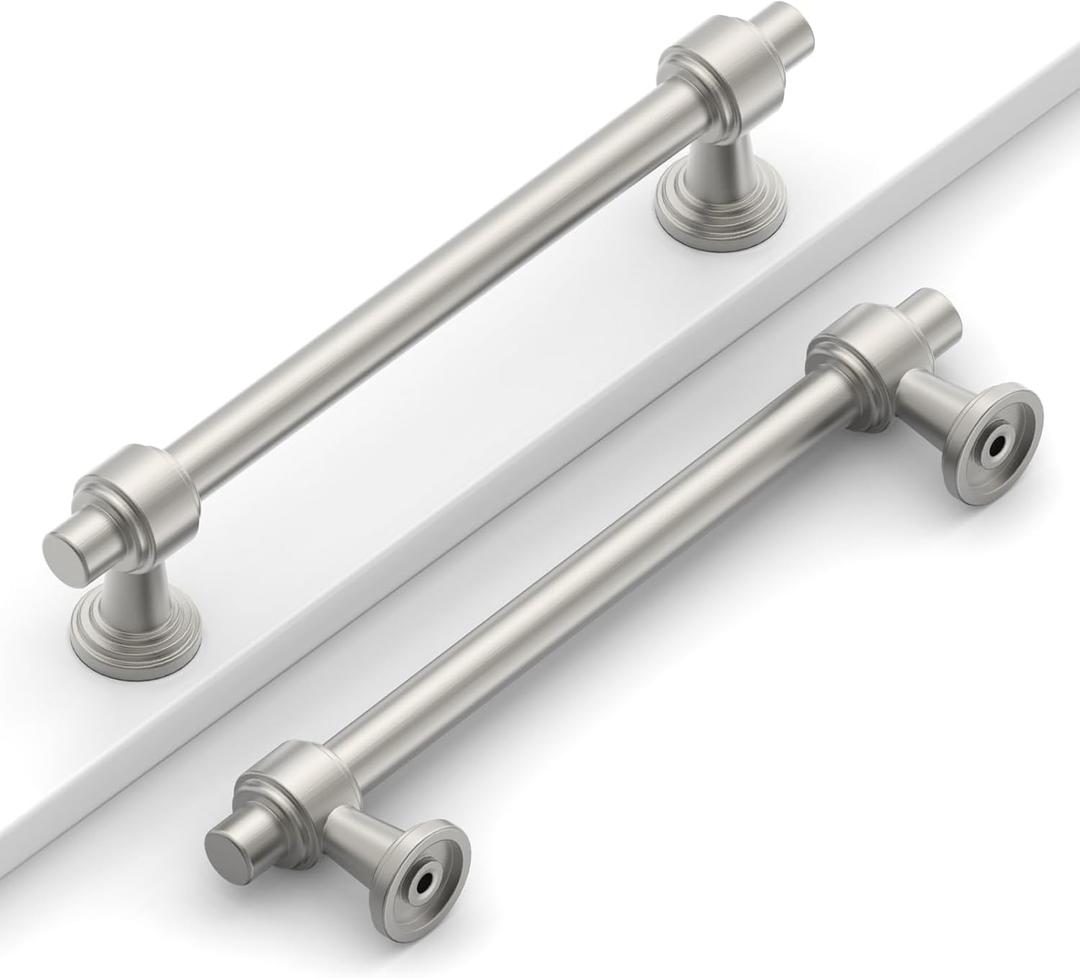 10 Pack 5"(128mm) Brushed Satin Nickel Cabinet Pulls Kitchen Cabinet Handles Cabinet Hardware Nickel Drawer Pulls for Cupboard CK0081