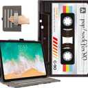 Lokigo for iPad Air 13 inch Case (M3 2025 / M2 2024) / iPad Pro 12.9 inch Case (6th/5th/4th/3rd Generation 2022/2021/2020/2018), with Pencil Holder & Auto Wake/Sleep, Black (Rock Tape)