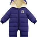 Baby Snowsuit Winter Hooded Romper Baby Coat Jumpsuit Zipper Infant Clothes Outfits Boys Girls (0-3 Months, Blue)