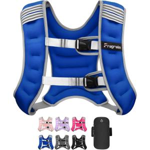 Fragraim Weighted Vest for Women Men - 8lb/10lb/12lb/16lb/22lb/25lb/30lb Weight Vest with Reflective Stripe, Detachable Phone Pouch, Ideal for Walking, Strength Training, Running, Workout, Cardio (Blue)