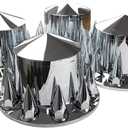 ABS Chrome Plastic Complete Axle Cover Kits with 33mm Thread-on Nut Covers for Semi Trucks in Sets (Spiked), 33 millimeters