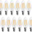 E12 Candelabra Bulb 40 watt Equivalent, E12 LED Bulb Non-Dimmable Chandelier Light Bulbs, B10 Candle Light Bulbs 2700K Soft White, 90+CRI, 400LM, Cear Glass, 12 Pack