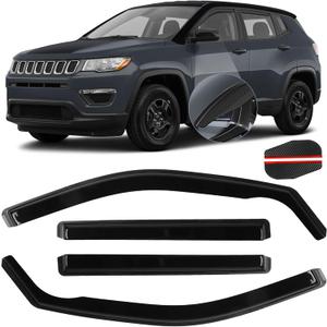 in Channel Window Visors for Jeep Compass 2017 2018 2019 2020 2021 2022 2023 2024, Rain Guards Exterior Car Accessories, Smoke Side Wind Deflectors Vent Shades Shield, 4PCS