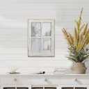 Rustic Small Window Pane Mirror Wall Decor 11 x 16 inches, Hanging Distressed White Farmhouse Rectangle Wood Frame Mirror, Handmade Decorative Window Mirrors for Living Room Christmas