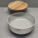 Libken Fruit Basket with Wooden Bamboo Lid- Fruit Bowl For Kitchen Counter - Countertop Bin for Produce Fruits, Potato and Veggie - Metal Wire Baskets For Organizing - 11.4"x11.4"x4.5" - Green