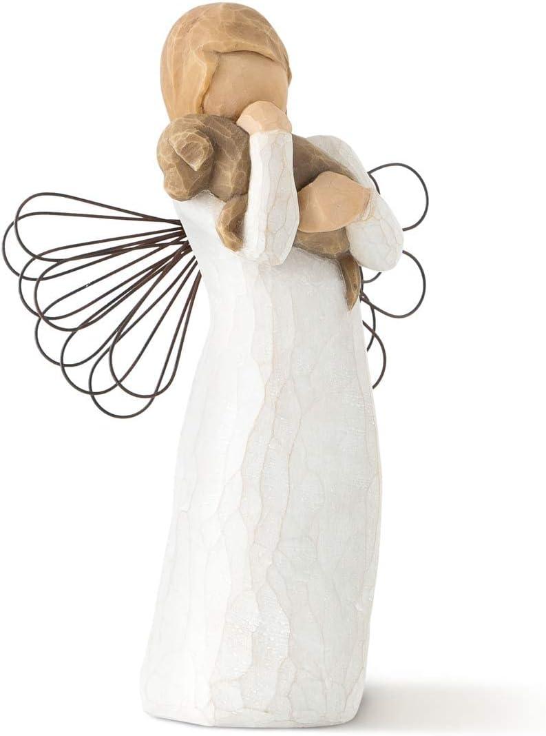 Willow Tree Angel of Friendship, for Those who Share The Spirit of Friendship, Angel Carrying Dog as Reminder of Loyal Pets and Friends, Present and Past, Sculpted Hand-Painted Figure (Cream)