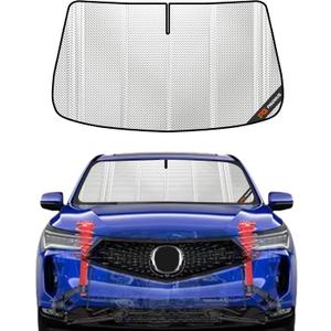 Windshield Sun Shade for Acura RDX 2019-2025. Full Coverage Rearview Mirror Shade for Ultimate Protection (Upgrade Shiny Silver)