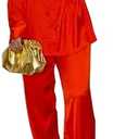 Yameay Satin Two Piece Outfits for Women Long Sleeve Lapel Button Down Tops Wide Leg Pants Pajama Set, S