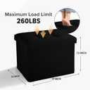 LINMAGCO Small Storage Ottoman Stool Foot Rest Stool Under Desk Stool Short Folding Ottoman Linen Cloth Black 17X13X13IN