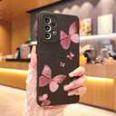 for Samsung Galaxy A53 5G Phone Case, Fashion Flower Pattern Design Girls Women Liquid Silicone Cover, Slim Shockproof and Scratch-Resistant Soft Case for Samsung A53 - Butterfly Black