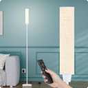 Nukanu Floor Lamp with Remote Control, Floor Lamps for Living Room/Bedroom/Office, Stepless Adjustable 3000K-6000K Colors and 10-100% Brightness,Standing Light with Foot Switch (White+Beige Linen)