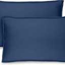 Bare Home Standard Pillow Sham Covers - Set of 2 - Premium 1800 Ultra-Soft Microfiber - Double Brushed - Stain & Fade Resistant - Bed Pillow Shams - Pillows Not Included (Set of 2, Dark Blue)