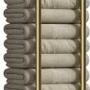 Danpoo Towel Racks for Bathroom Wall Mounted, Towel Storage Organizer, Stainless Steel Bath Towels Holder for Rolled Towels, with 2 Hooks, Brushed Gold