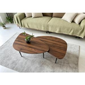 Nesting Coffee Table Set of 2 Coffee Tables Nesting Tables for Living Room Wooden Small Table Triangle Walnut Mid-Century Modern, 31.1" x 20.8" x 17.1"