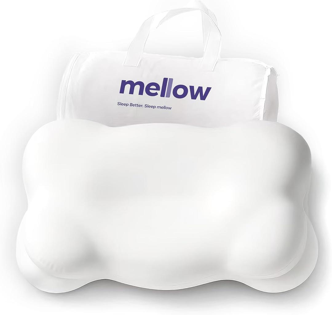 Mellow Cloud Alignment Pillow Ergonomic Support for Neck & Spinal Alignment, Dual Height, Adjustable Fill, Machine Washable Cover, Full / Queen