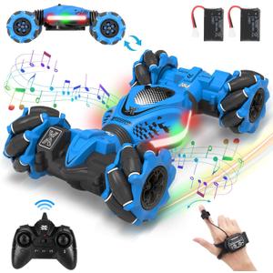 RC Car Gesture Sensing Stunt Car, Toys for Boys Girls 6-12, Best Gifts for Kids Boys 6 7 8 9 10 11 12 Years Old, 2.4GHz 4WD RC Toy Off-Road 360 Rotate All-Round Drift with Lights Music (Blue-black)