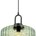 Modern Hanging Lights 1 Light Green Pendant Light Fixtures Mid Century Large Glass Pendant Lights 11" Striped Glass Shade Black Schoolhouse Ceiling Light Fixture Kitchen Hanging Lamp