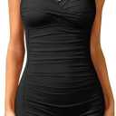 Tempt Me Women Tummy Control One Piece Swimsuits with Shorts Boyleg Retro Bathing Suit Halter Swimwear XXS