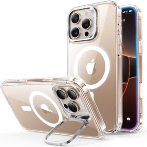 ESR for iPhone 16 Pro Case, Compatible with MagSafe, Military-Grade Protective Case for iPhone 16 Pro, Built-in Stash Stand iPhone Case, Scratch-Resistant Back Cover, Clear | Built-in Stash Stand