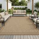 MontVoo-Outdoor Rug-Patio Rug 8x10 Polypropylene Indoor Outdoor Rug Outdoor Carpet for Patio Deck Balcony Porch, Textured Weave, Durable for High Traffic, Fade-Resistant, Boho Farmhouse Neutral Brown