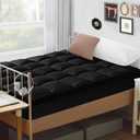 Mattress Topper Twin Size, CYMULA PillowTop Mattress Pad Cover for Dorm College Bed Hospital Back Pain, Cooling Mattress Protector Extra Thick Firm Soft Fill with 8-21 Inch Deep Pocket, 39"x75"Black