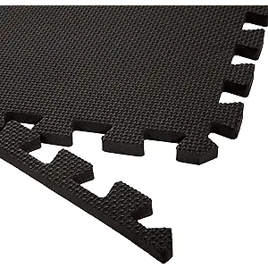 Interlocking EVA Foam Floor Tiles for Home Gym, Yoga Mat, Workout Equipment, or Child's Play Surface - Set of 6, (Black) by Stalwart