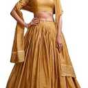 LooknBook Art Women's Chanderi With Shibori Print And Zari Weaving Work Lehenga choli Set (Gold), One Size