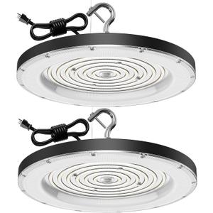 High Bay LED Shop Lights for Garage Workshop,300W 30000LM Super Bright High Bay lights with US Plug - IP65 Waterproof 5000K AC110V-130V Commercial Bay Lighting for Factory Warehouse Barn-2 Pack