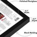Americanflat 11x22 Newspaper Frame with Polished Plexiglass - Display for Assorted Media Articles - Streamline Collection - Thin Border Picture Frame for Wall Display - Black