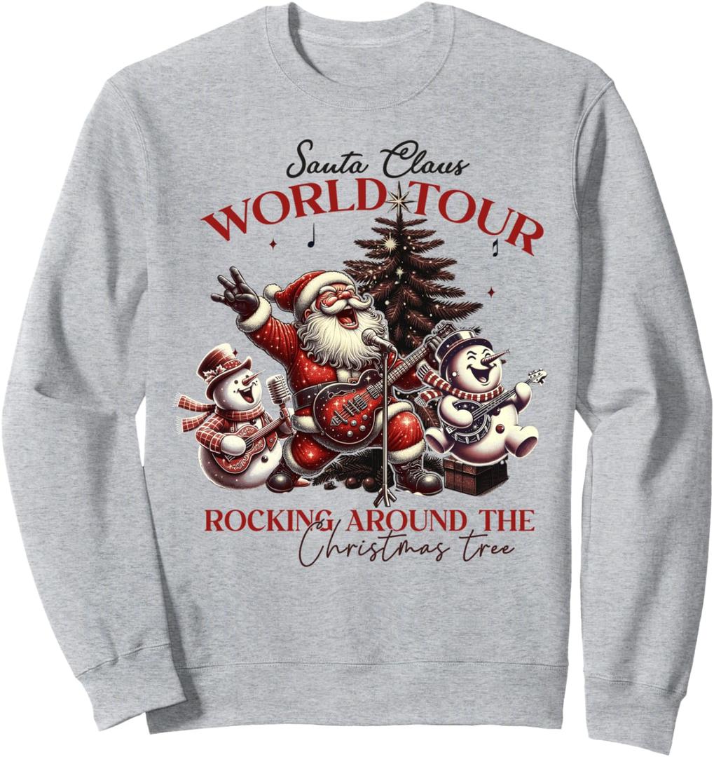 Santa Claus Rocking Around The Christmas Tree Rock and Roll Sweatshirt, Small