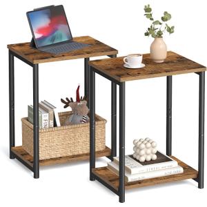 VASAGLE Side Tables Set of 2, Small End Table, Nightstand for Living Room, Bedroom, Office, Bathroom, Rustic Brown and Black ULET272B01