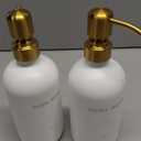 Gold Soap Dispenser Set, Glass Soap Dispenser with Stainless Steel Pump, Perfect for Modern Kitchen Counter Decor. (Gold)