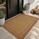 MontVoo-3x5 Outdoor Rug Porch Entryway Rug-Polypropylene Indoor Outdoor Rugs for Entryway Kitchen Balcony Patio, Textured Weave, Durable, Fade-Resistant, Non-Shedding, Boho Geometric Neutral Brown