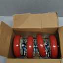 5 Inch Industrial Heavy Duty Swivel Caster Wheels with Brake,Set of 4 Safety Locking Casters,Load 2400lbs,Premium Polyurethane Wheels for Table,Trailer,Saw Table,Stage Toolbox,Bed,Corn Board (Red)