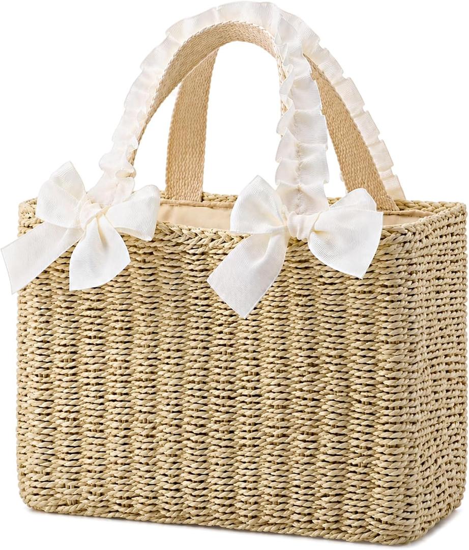 Straw Tote Bag for Women Summer Beach Handbag