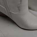 DREAM PAIRS Cowboy Boots For Women, Comfortable Pull On Zipper Chunky Heel Pointed Toe Embroidered Western Cowgirl Knee High Boots (8.5, White)