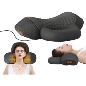 3 in 1 Heated Neck Massage Pillows with Heat for Pain Relief Deep Tissue, Cervical Neck Hump Corrector, Neck Pillow Supports with Washable Cover(Plug-in)